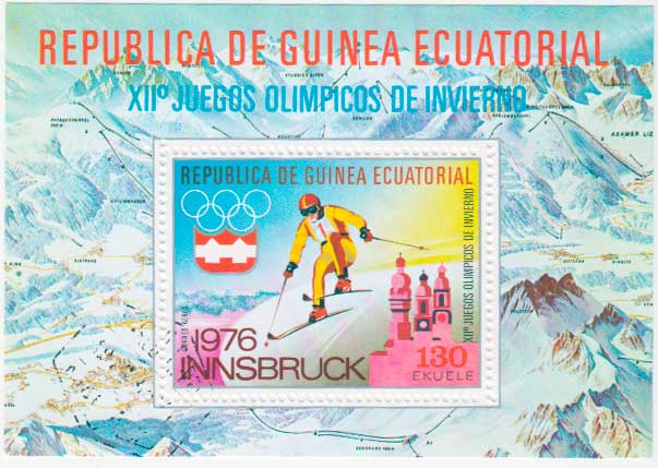  Экв.Гвинея 1976. XII зимние Олимпийские игры в Инсбруке Почтовый блок в продаже
